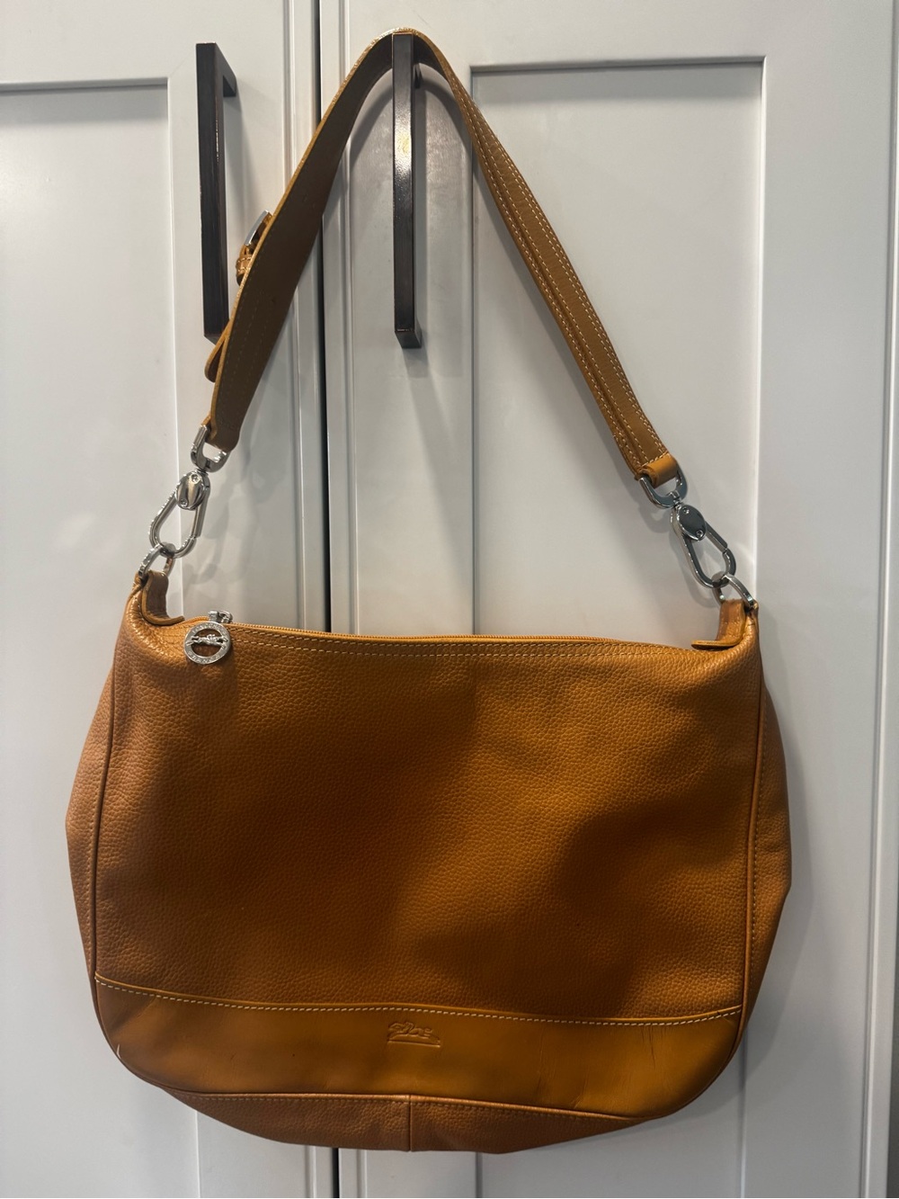 Vintage Longchamp Bag Tote Purse Logo Leather Mustard Authentic